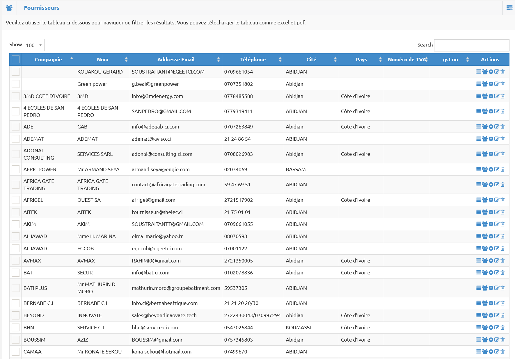 Rapport Fournisseurs